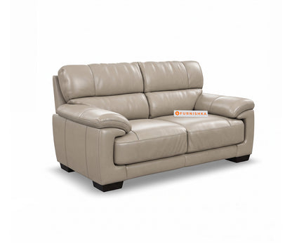 Derby 2 Seater Leather Sofa in Silver