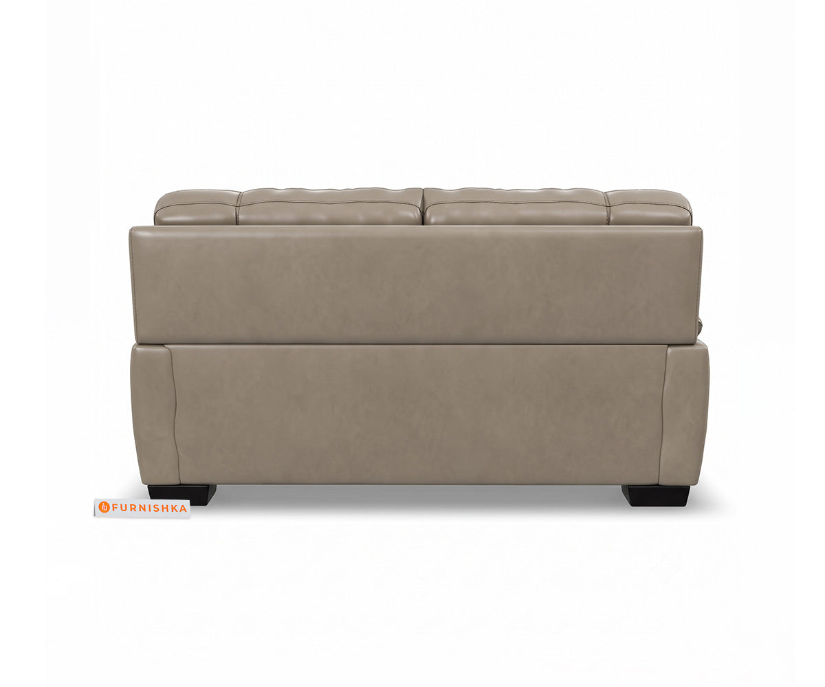 Derby 2 Seater Leather Sofa in Silver