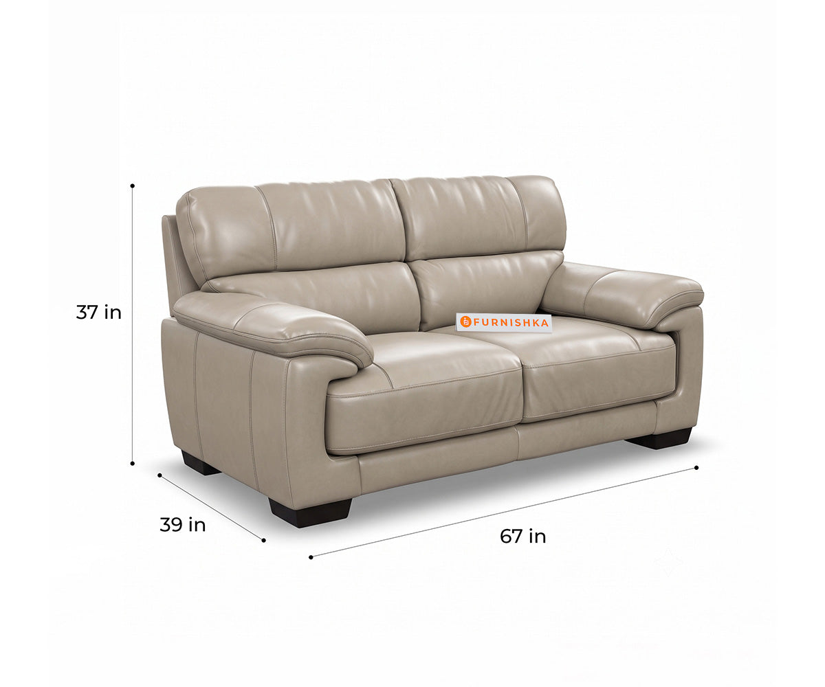 Derby 2 Seater Leather Sofa in Silver