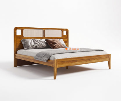 Ukti Teak Wood Bed with Non-Storage King Size