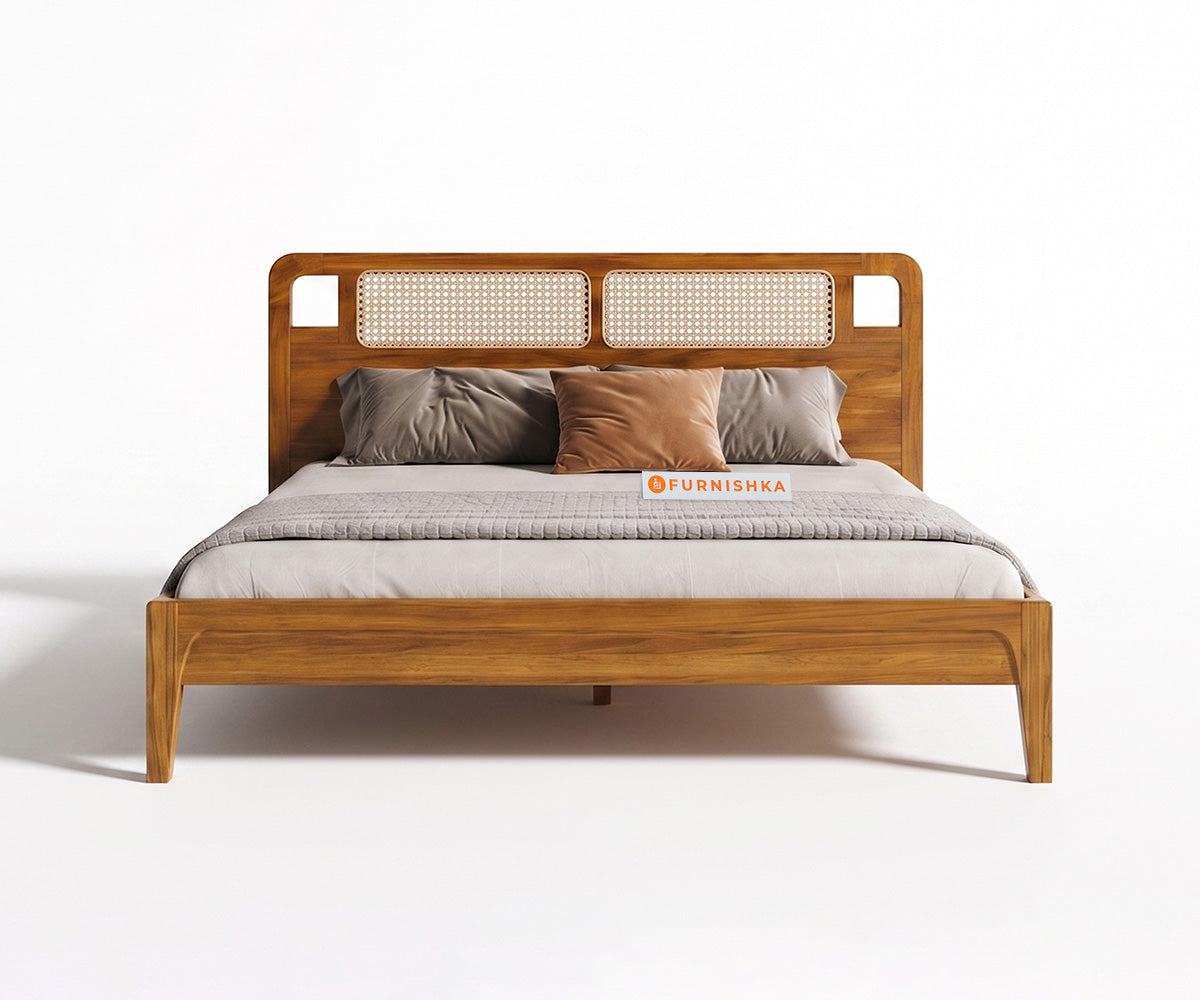 Ukti Teak Wood Bed with Non-Storage Queen Size