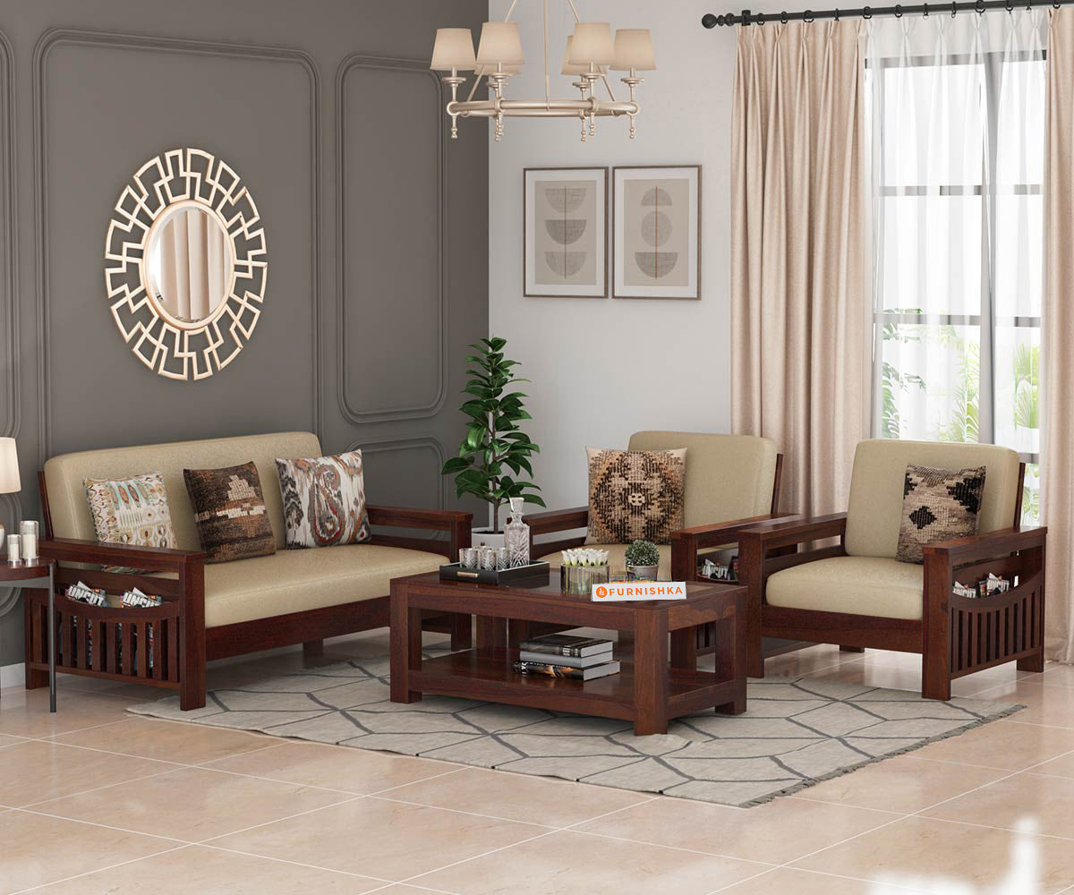 Sereta solid Sheesham Wood Sofa Set
